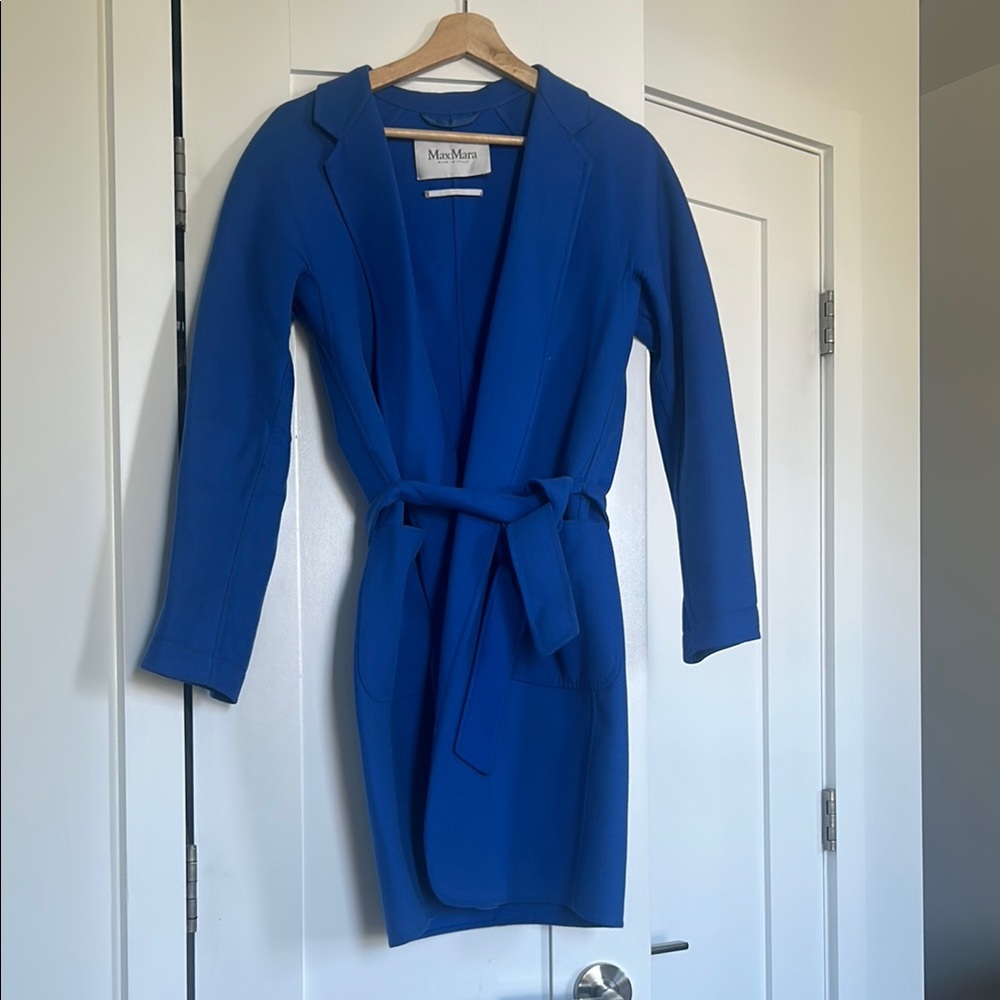 Max Mara Blue Belted Coat
